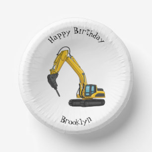 Breaker excavator cartoon illustration paper plate