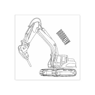 Breaker excavator cartoon illustration rubber stamp