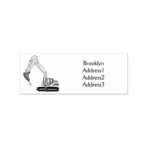 Breaker excavator cartoon illustration rubber stamp