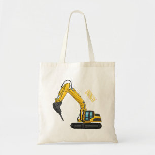 Breaker excavator cartoon illustration tote bag