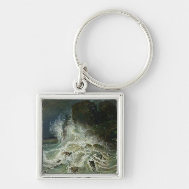 Breakers off Granville Point in the Channel Key Ring (Front)