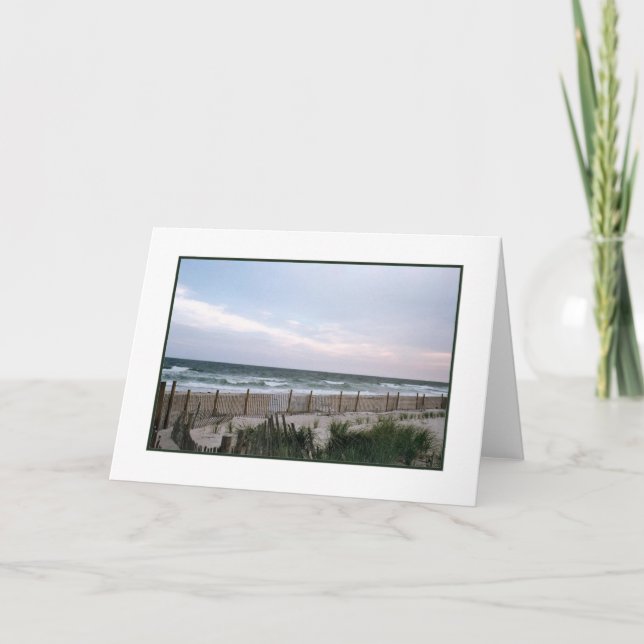 'Breakers with Brown Fence' Blank Greeting Card (Front)