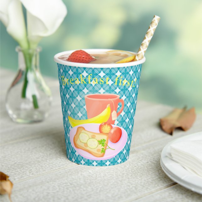 Breakfas Gingham  Paper Cups (Insitu)