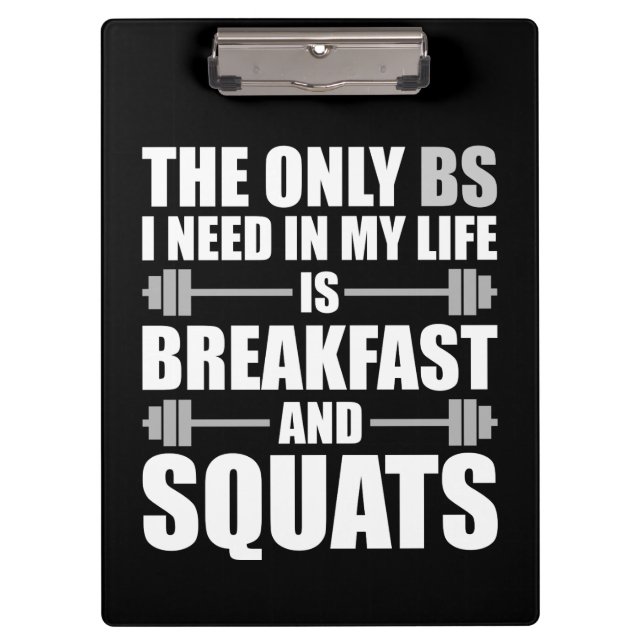 Breakfast and Squats - Bodybuilding Workout Clipboard (Front)