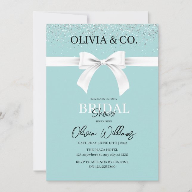 Breakfast at Tiffany's Bridal shower invitation (Front)