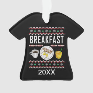 Breakfast Bacon Eggs Juice Ugly Christmas Sweater Ornament