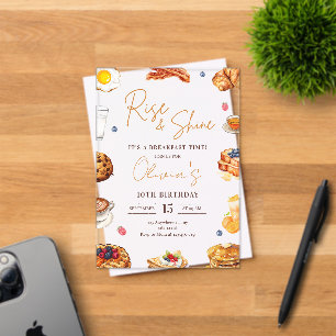 Breakfast Birthday Rise and Shine Brunch Party Acrylic Invitations