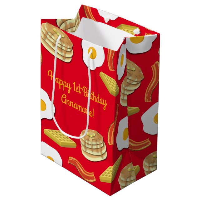 Breakfast Brunch Birthday Party Kids Medium Gift Bag (Front Angled)