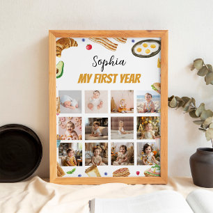 Breakfast Brunch First Year Photo Milestone Poster