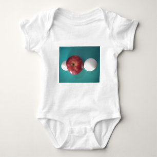 Breakfast Buddies: Two Eggs $an Apple Still Life Baby Bodysuit
