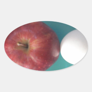 Breakfast Buddies: Two Eggs $an Apple Still Life Oval Sticker