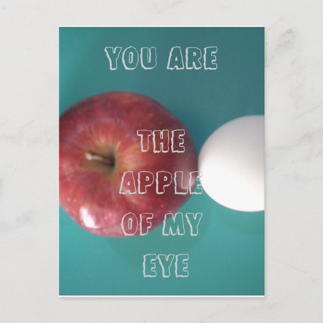 Breakfast Buddies: Two Eggs $an Apple Still Life Postcard (Front)