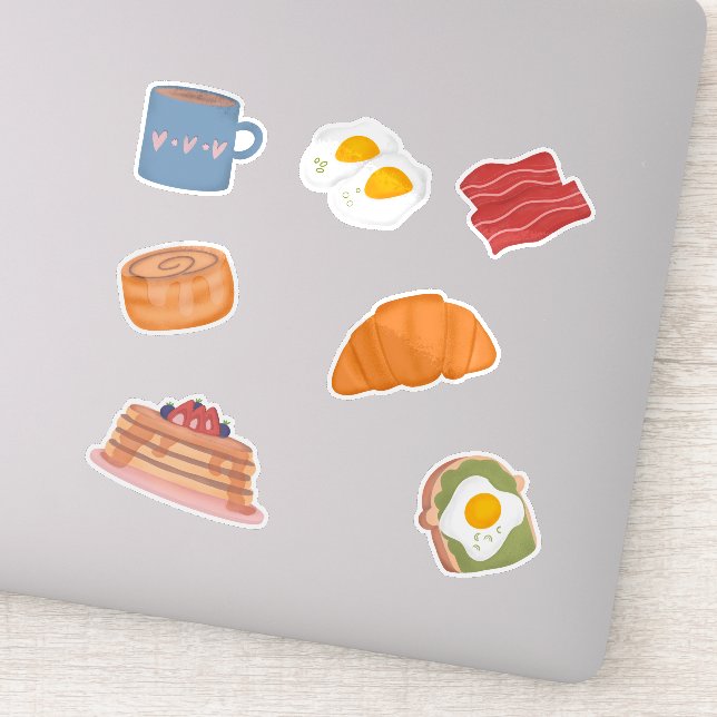 Breakfast Club Sticker Sheet – Kawaii Pastel Food  (Detail)