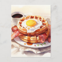 Breakfast Egg Waffle Bacon Coffee Food Foodie
