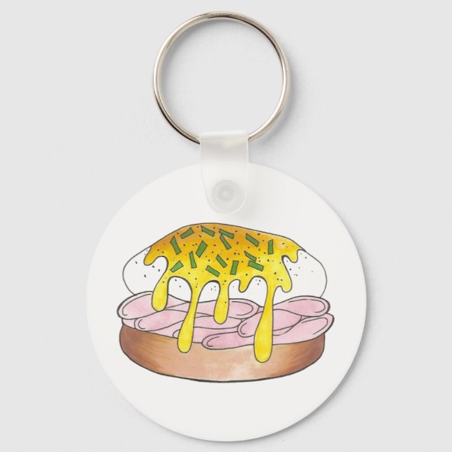 Breakfast Eggs Benedict Food Foodie Cook Chef Key Ring (Front)