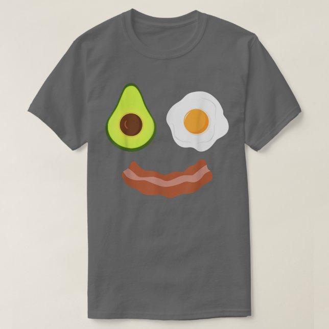 Breakfast Face Avocado Fried Egg Bacon Grin  T-Shirt (Design Front)