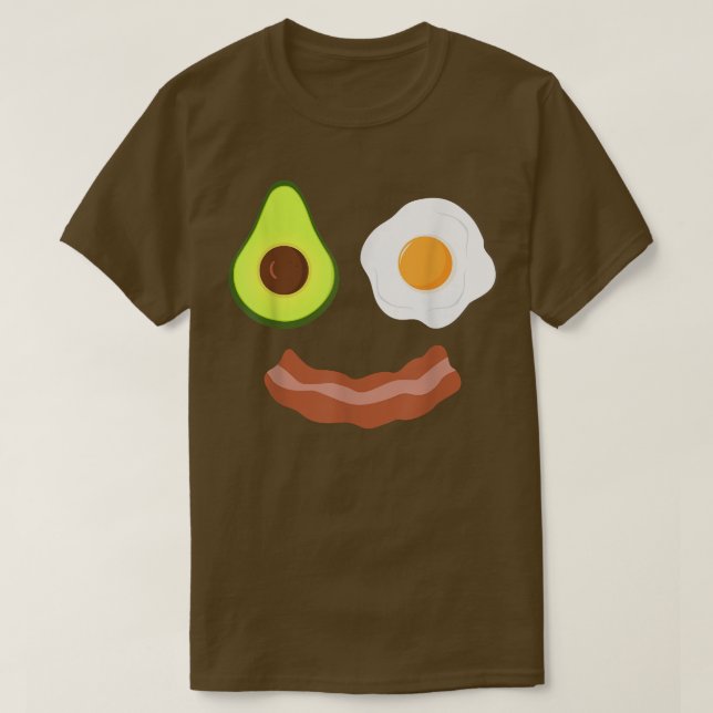 Breakfast Face Avocado Fried Egg Bacon Grin  T-Shirt (Design Front)