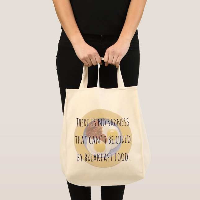 Breakfast Food Eggs on Plate Funny Motivational Tote Bag (Front (Product))