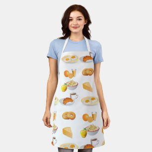 Breakfast Foods Coffee, Croissant, Eggs, Bagels  Apron