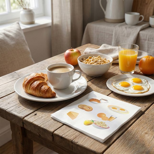 Breakfast Foods Coffee, Croissant, Eggs, Bagels  Napkin (Creator Uploaded)