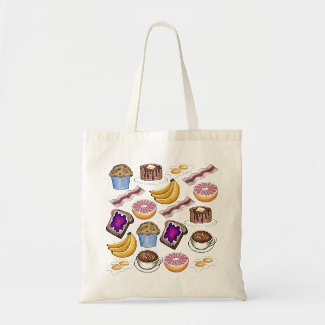 Breakfast Foods Food (Pancakes Bacon Eggs) Tote Bag (Front)