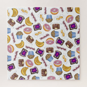 Breakfast Foods Muffin Banana Pancake Bacon Eggs Jigsaw Puzzle