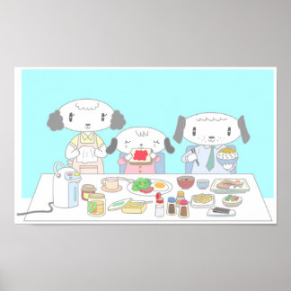 Breakfast for the dog family. poster
