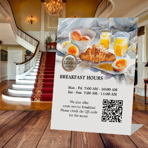 Breakfast Hours Hotel Guest House Logo QR Code  Pedestal Sign