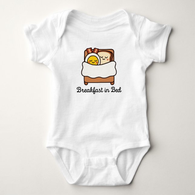 Breakfast in Bed Baby Bodysuit – Cute Toast, Egg  (Front)