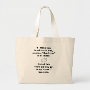 Breakfast in Bed Large Tote Bag
