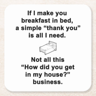 Breakfast in Bed Square Paper Coaster
