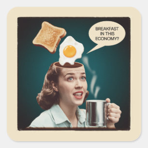 Breakfast In this economy Surreal Woman Square Sticker