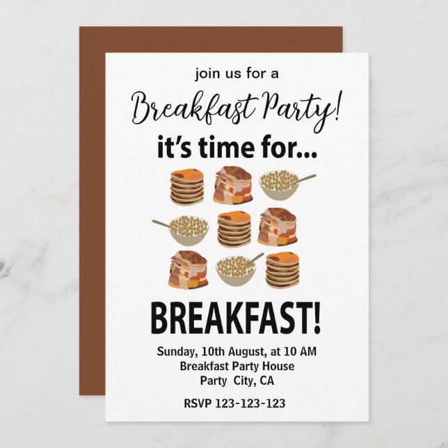 Breakfast Its Time For Breakfast  Invitation (Front/Back)