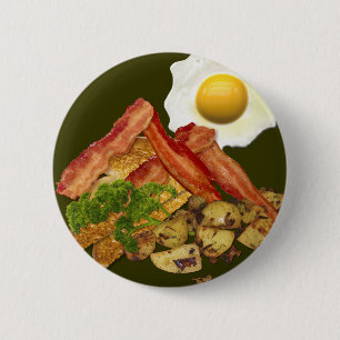 Breakfast Landscape Bacon Eggs 6 Cm Round Badge