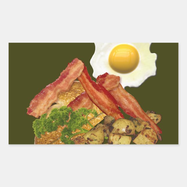 Breakfast Landscape Bacon Eggs Rectangular Sticker (Front)