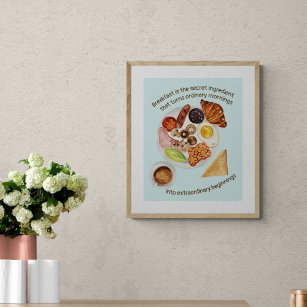 Breakfast lover food quote kitchen diner cafe poster