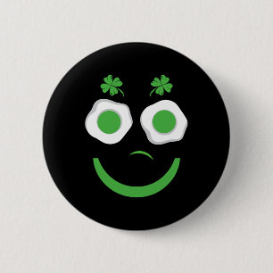Breakfast Patricks Day Funny Eggs Smile Green 6 Cm Round Badge
