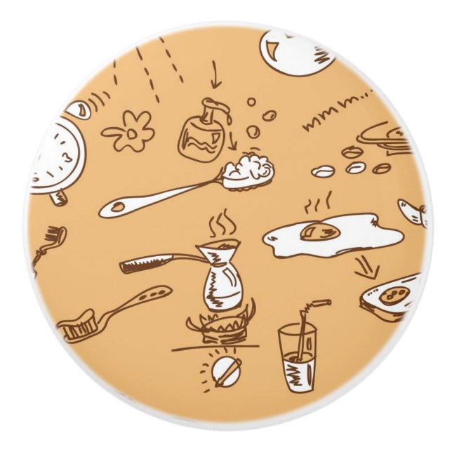 Breakfast Pattern 2 Ceramic Knob (Front)