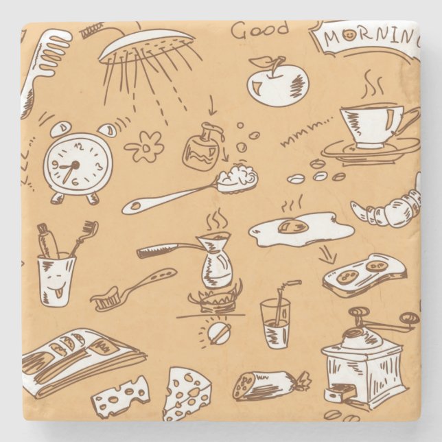 Breakfast Pattern 2 Stone Coaster (Front)