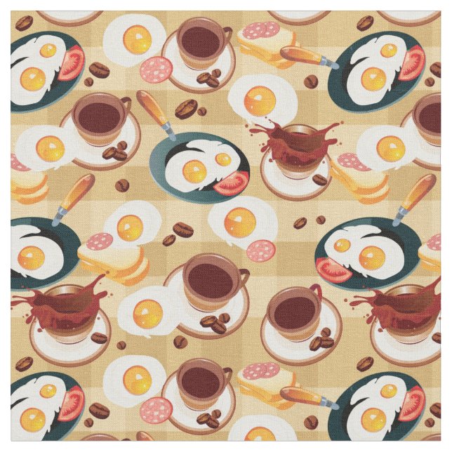 Breakfast Pattern 3 Fabric (Close Up)