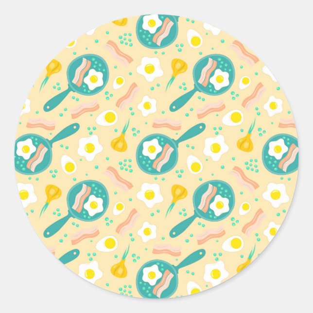 Breakfast Pattern Classic Round Sticker (Front)