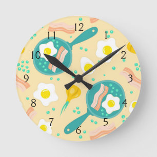 Breakfast Pattern Round Clock