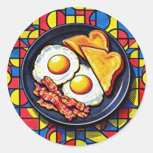 Breakfast Pop Art Classic Round Sticker