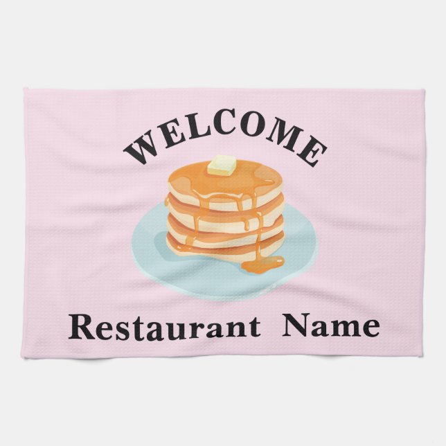 Breakfast restaurant welcome bakery Personalised n Tea Towel (Horizontal)