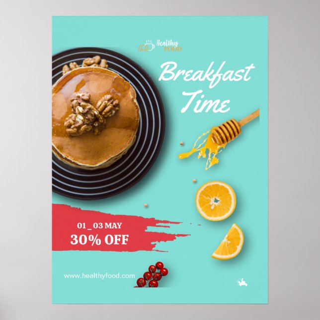 Breakfast Sale, Coffee Shop Breakfast Menu Poster (Front)