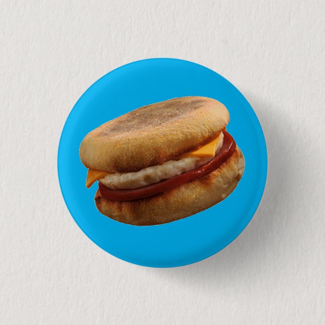 BREAKFAST SANDWICH (Ham, Egg, & Cheese Muffin)  3 Cm Round Badge (Front)