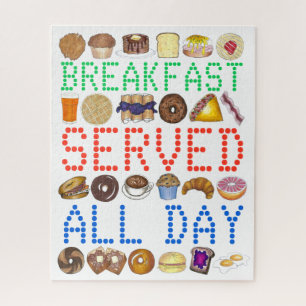 Breakfast Served All Day Neon Diner Sign Foodie Jigsaw Puzzle