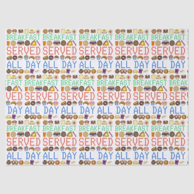 Breakfast Served All Day Neon Diner Sign Foodie Tissue Paper (Front)