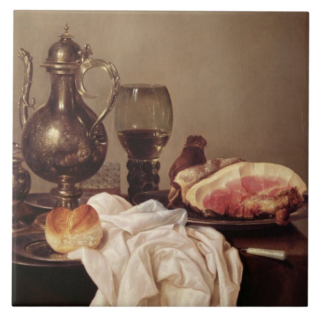 Breakfast Still Life (oil on panel) Tile (Front)