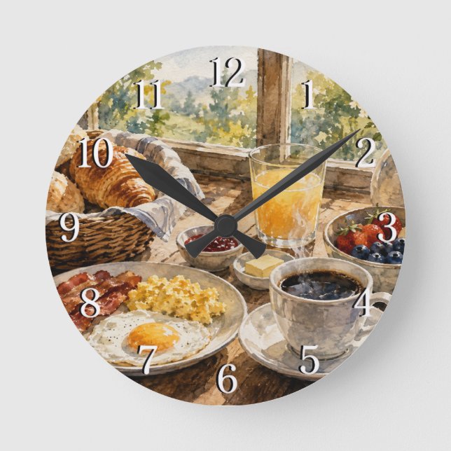 Breakfast Table Wall Clock — Cozy Kitchen Design (Front)